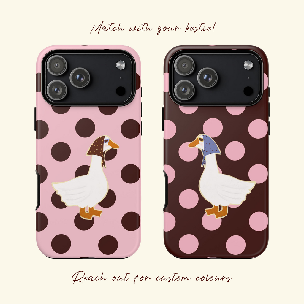 Deep Red & Pink Polka Silly Goose Phone Case