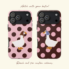 Deep Red & Pink Polka Silly Goose Phone Case