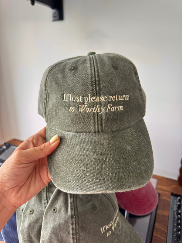 *PRE-ORDER* If Lost Return To Worthy Farm Baseball Cap