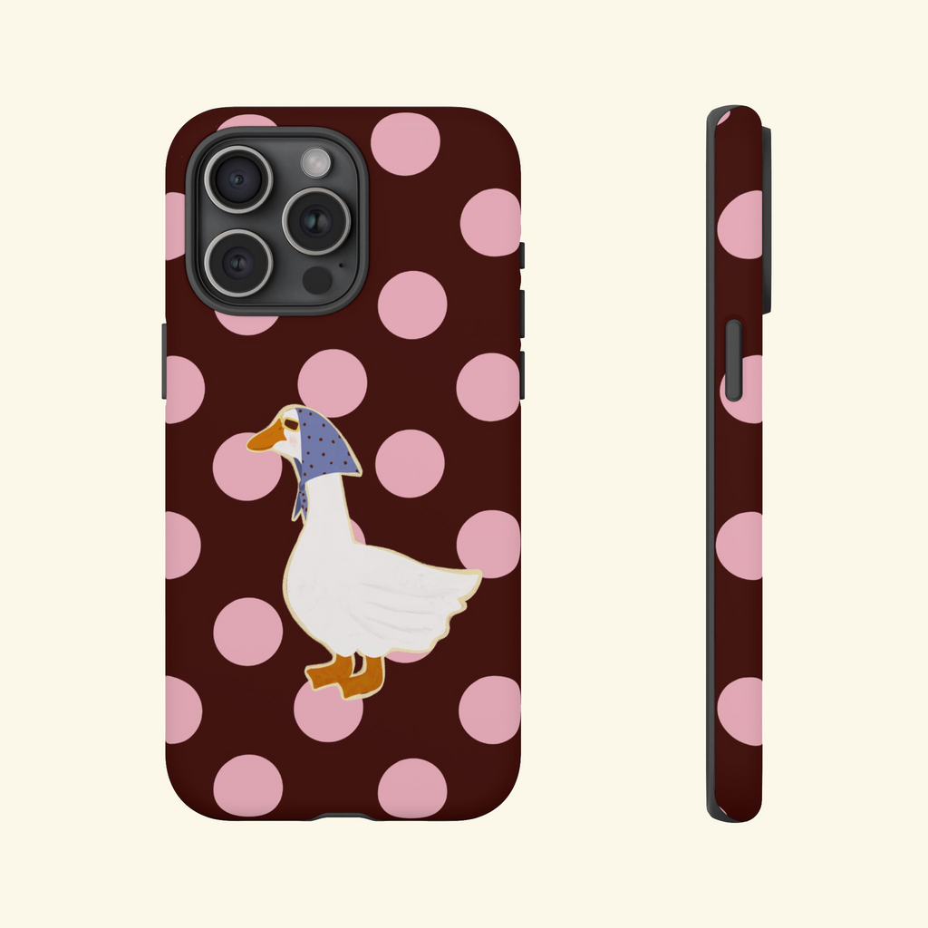 Deep Red & Pink Polka Silly Goose Phone Case