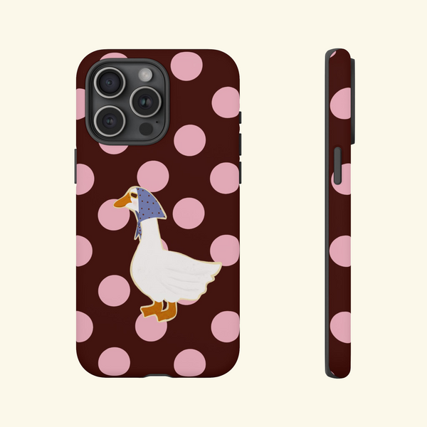 Deep Red & Pink Polka Silly Goose Phone Case