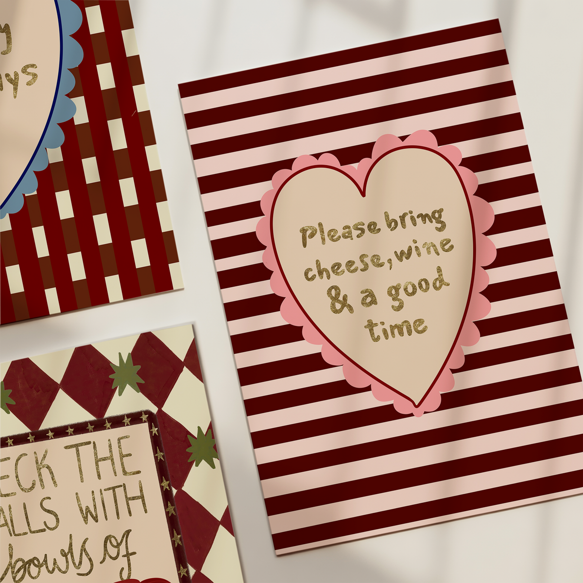 Please Bring Cheese, Wine & A Good Time Christmas Card