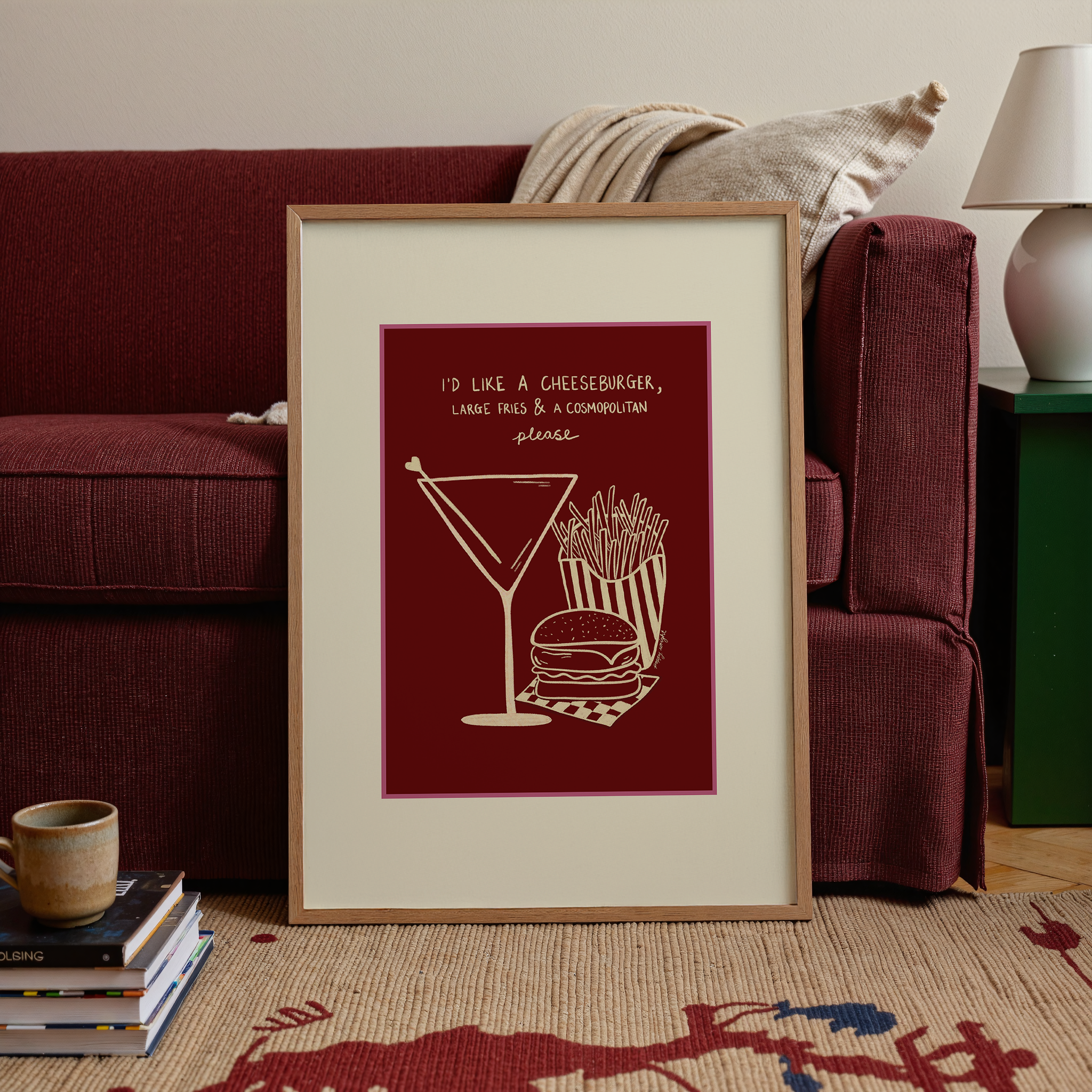 Cheeseburger,Fries & Cosmopolitan Print