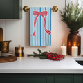 Blue Bow Christmas Tea Towel