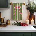 Green Bow Christmas Tea Towel