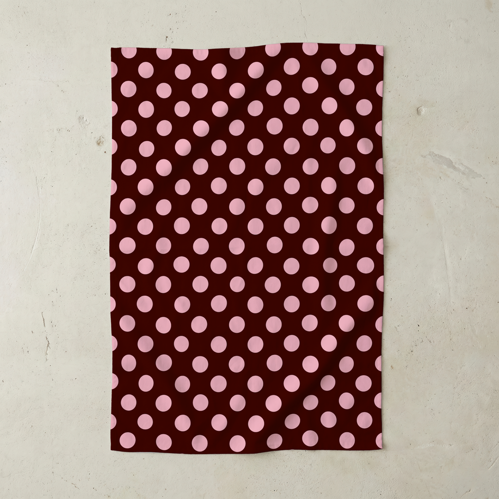 Pink Polka Tea Towel