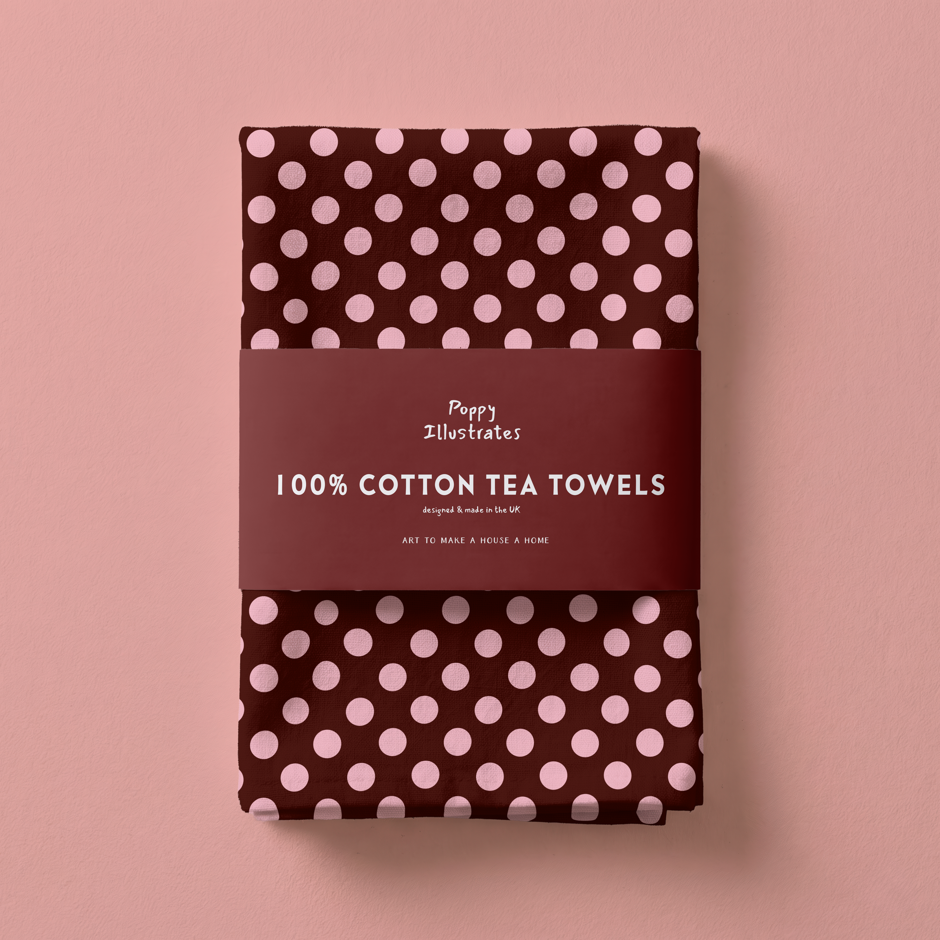 Pink Polka Tea Towel